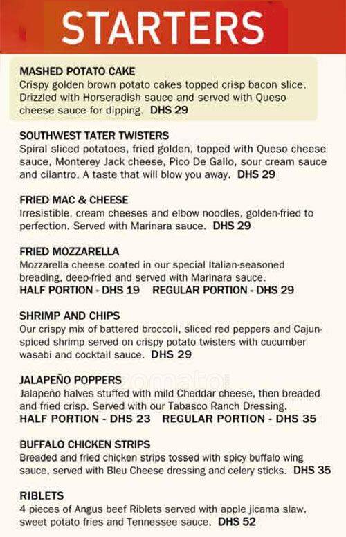 TGI Fridays Menu, Menu for TGI Fridays, Dubai Marina, Dubai Zomato