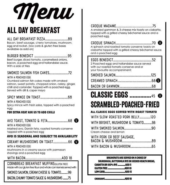 Knead Bakery & Cafe Menu, Menu for Knead Bakery & Cafe, Bryanston
