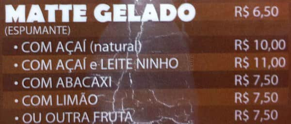 Açaí Mooca cardápio