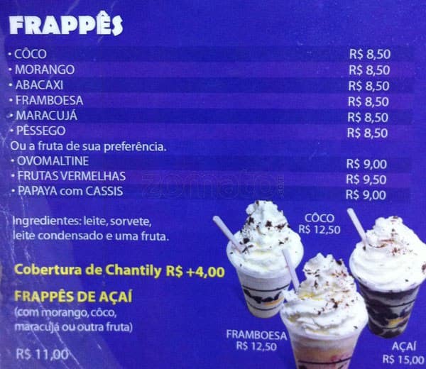 Açaí Mooca cardápio