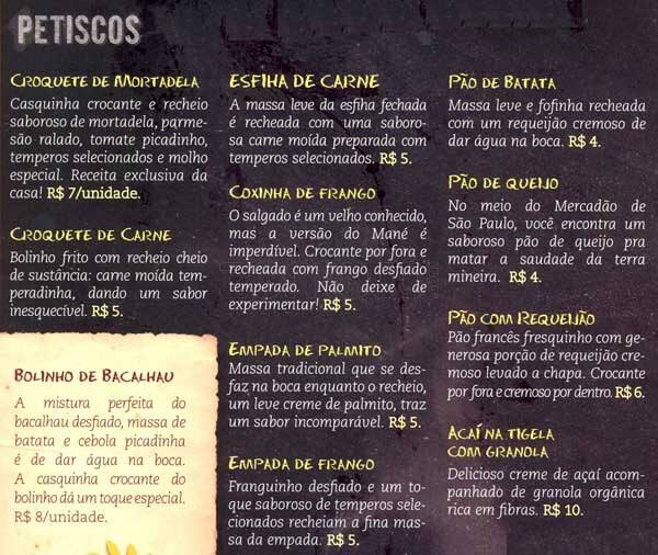 Bar do Mané Menu, Menu de Bar do Mané, Sé, São Paulo Zomato Brasil