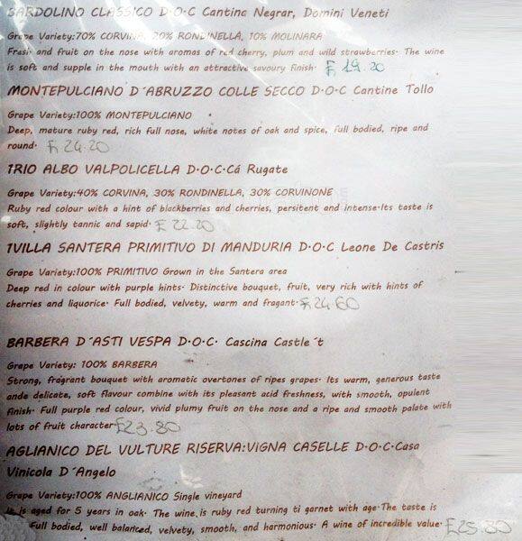 positano menu