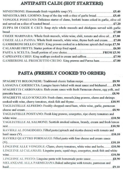 positano menu