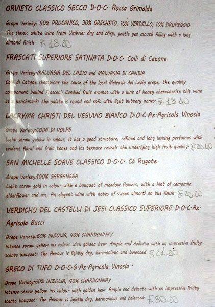 positano menu