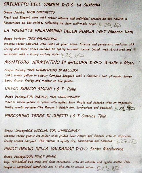 positano menu