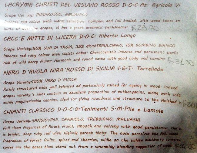 positano menu