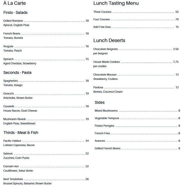 Restaurant Menu, Menu v reštaurácii Restaurant, Garden