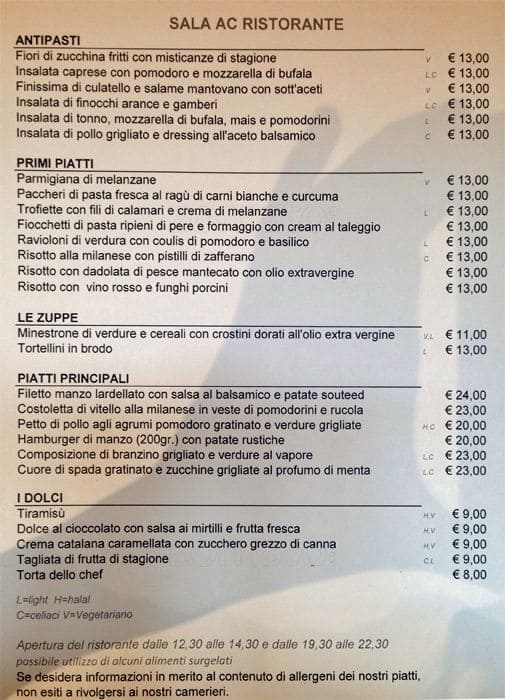 Ac Hotel Milano Restaurant Ac Hotels Marriott Menu - 