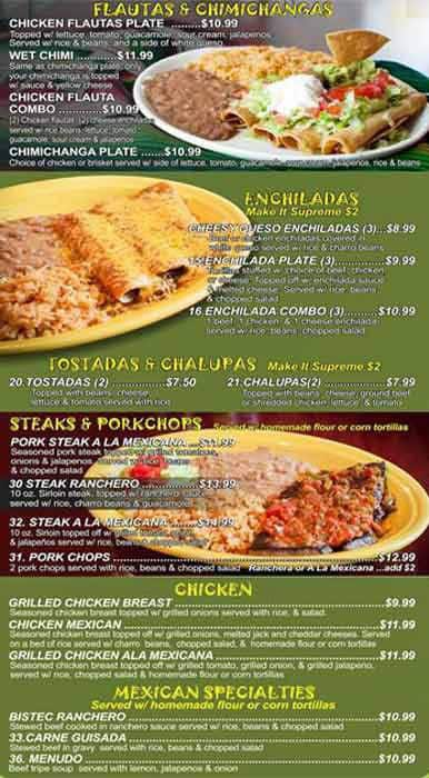 Menu at Lozano's Mexican Restaurant, Immokalee, 405 New Market Rd E