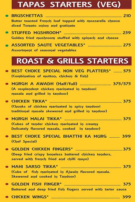 Best Choice Of Awadh menu