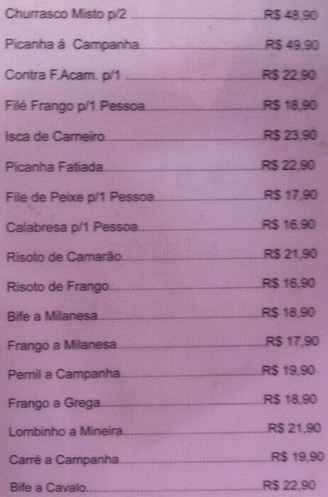 Bar do Chef cardápio