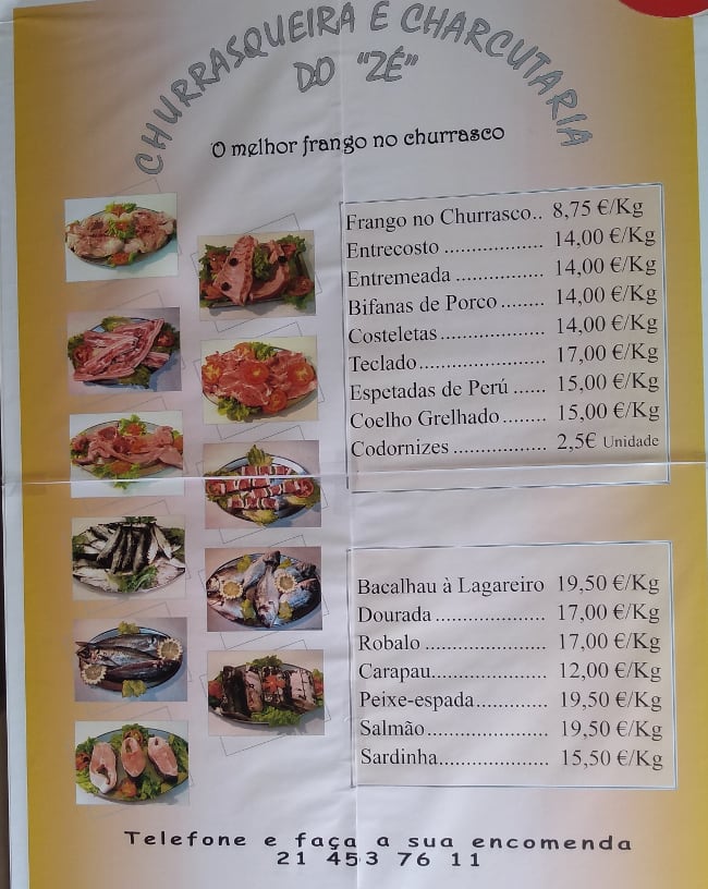 Menu em Churrasqueira do Zé restaurante, São Domingos de Rana
