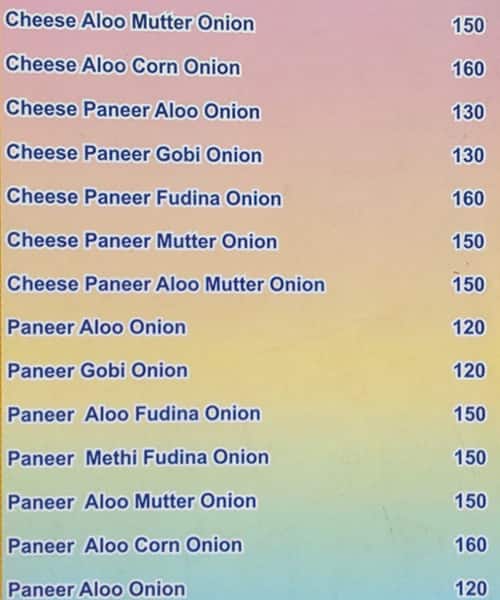 Royal Punjab Paratha menu
