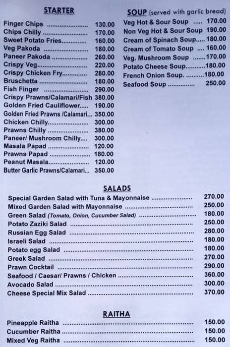 Havana Cuba bar and restaurant menu