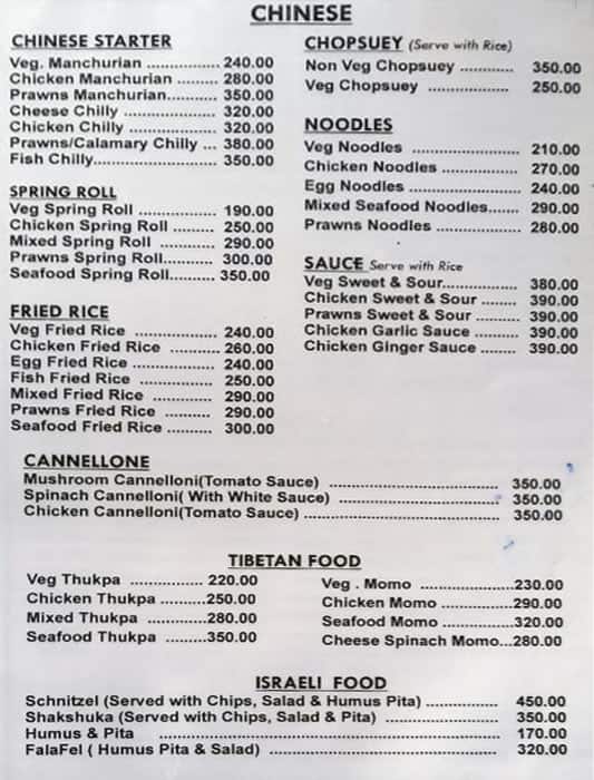 Havana Cuba bar and restaurant menu