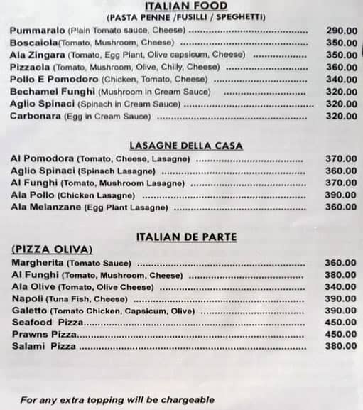 Havana Cuba bar and restaurant menu