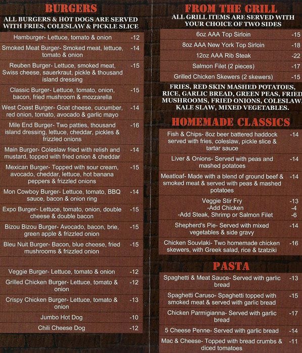 Menu at Stacked Smoked Meat restaurant, Ottawa