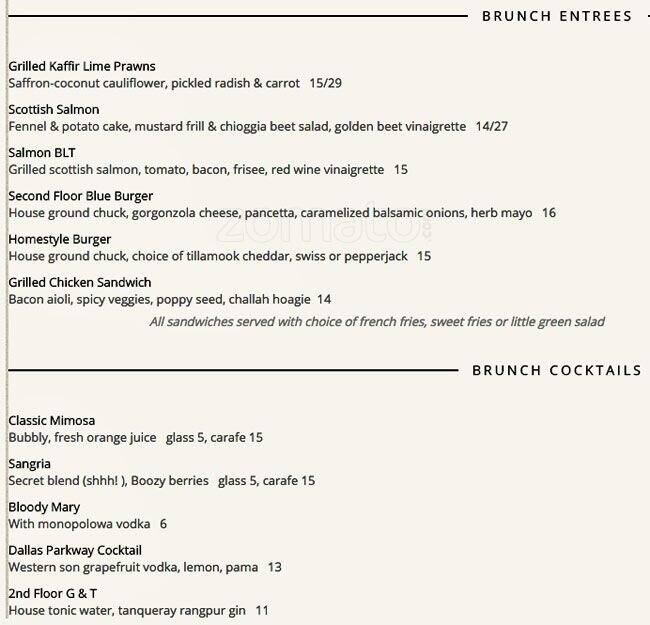 Second Floor Regionally Inspired Kitchen Menu
