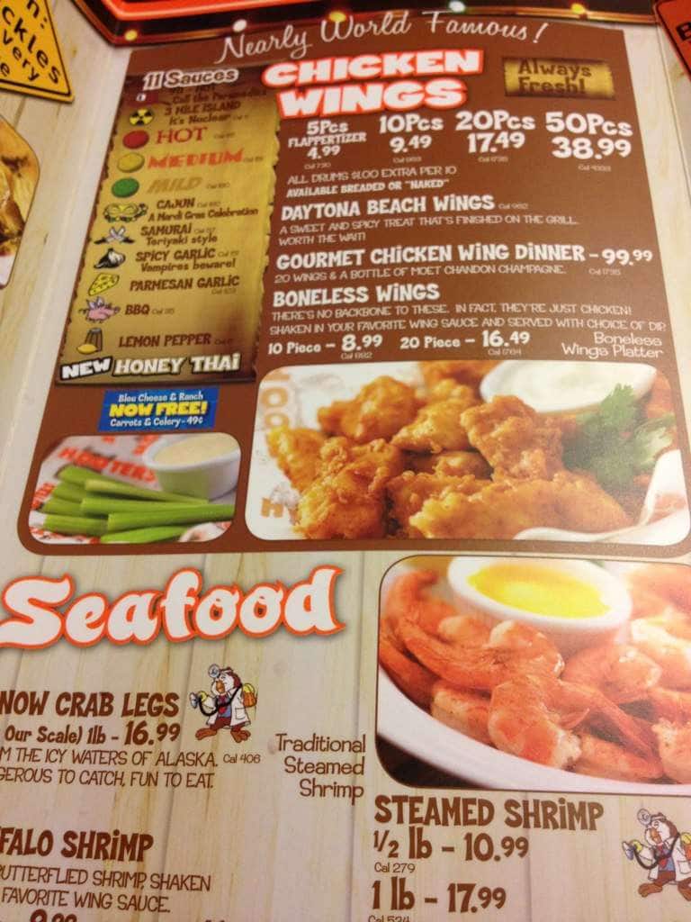 Hooters Menu, Menu for Hooters, Costa Mesa, Orange County Urbanspoon
