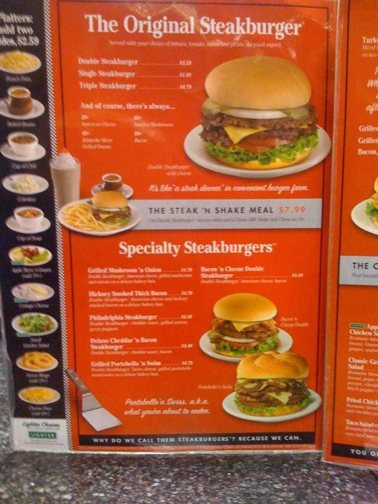 Steak 'n Shake Menu, Menu for Steak 'n Shake, Midwest City, Oklahoma