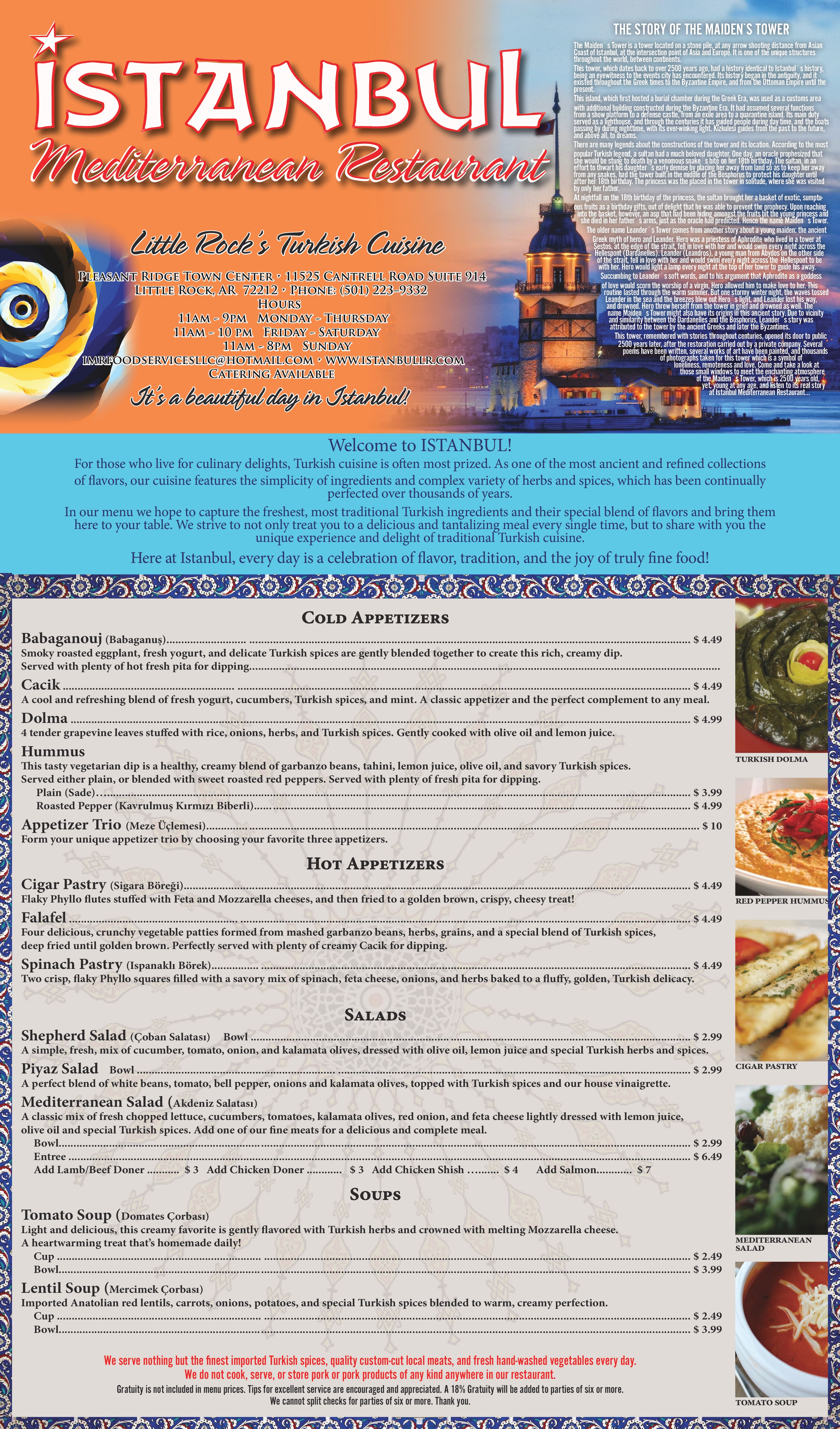 Istanbul Mediterranean Restaurant Menu - Urbanspoon/Zomato