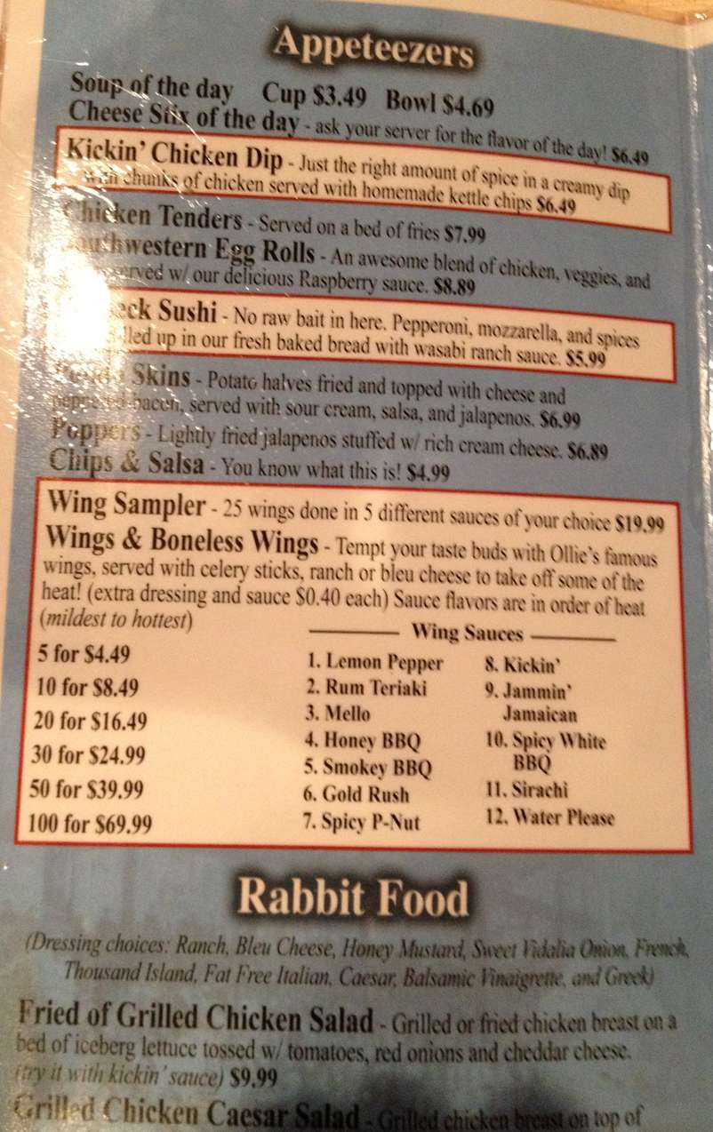 Ollie's Neighborhood Grill Menu Urbanspoon/Zomato