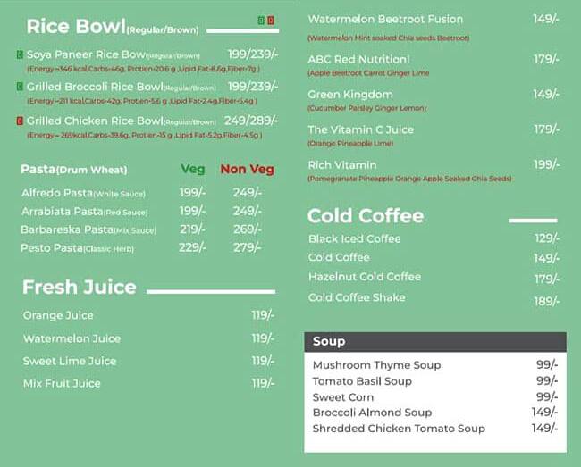 Menu of GreeNox - Healthy Bites, Happy Lives, Sector 62, Noida