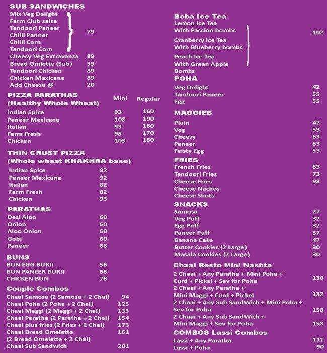 Chaai Restro Menu, Menu for Chaai Restro, Electronic City, Bangalore