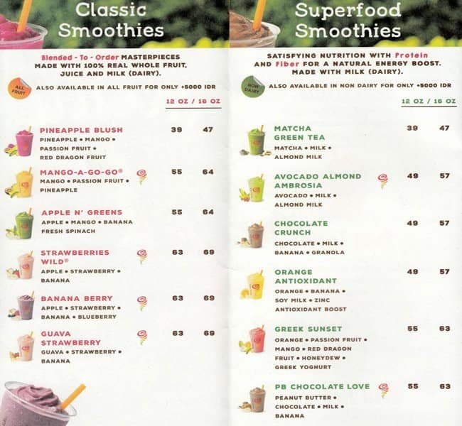 Jamba Juice Menu, Menu for Jamba Juice, Tanjung Duren, Jakarta Zomato