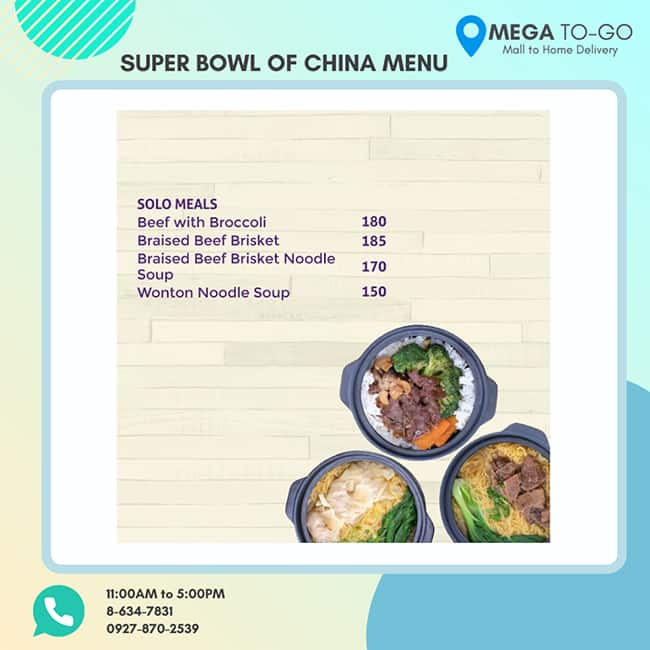 Super Bowl Of China Menu Menu For Super Bowl Of China Libis Quezon City