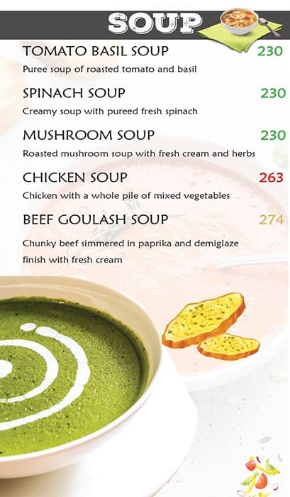 Jonah's Bistro, Besant Nagar menu