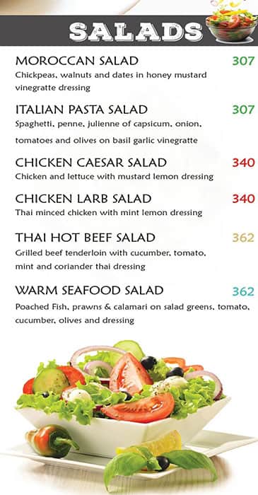 Jonah's Bistro, Besant Nagar menu