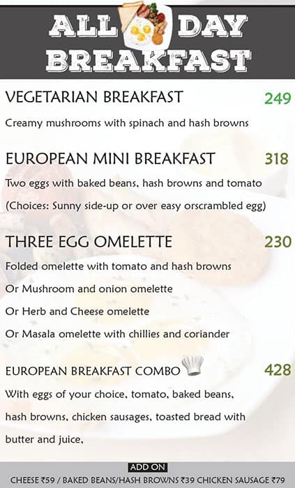 Jonah's Bistro, Besant Nagar menu