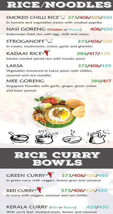 Jonah's Bistro, Besant Nagar menu