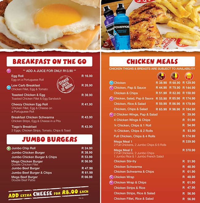 Menu at Tiago's Margate restaurant, Margate, 76 Marine Drive