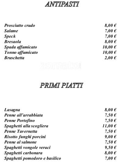 Menu di La Nuova Tavernetta 