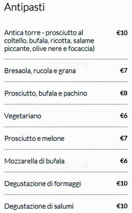 Menu di L'Antica Torre 