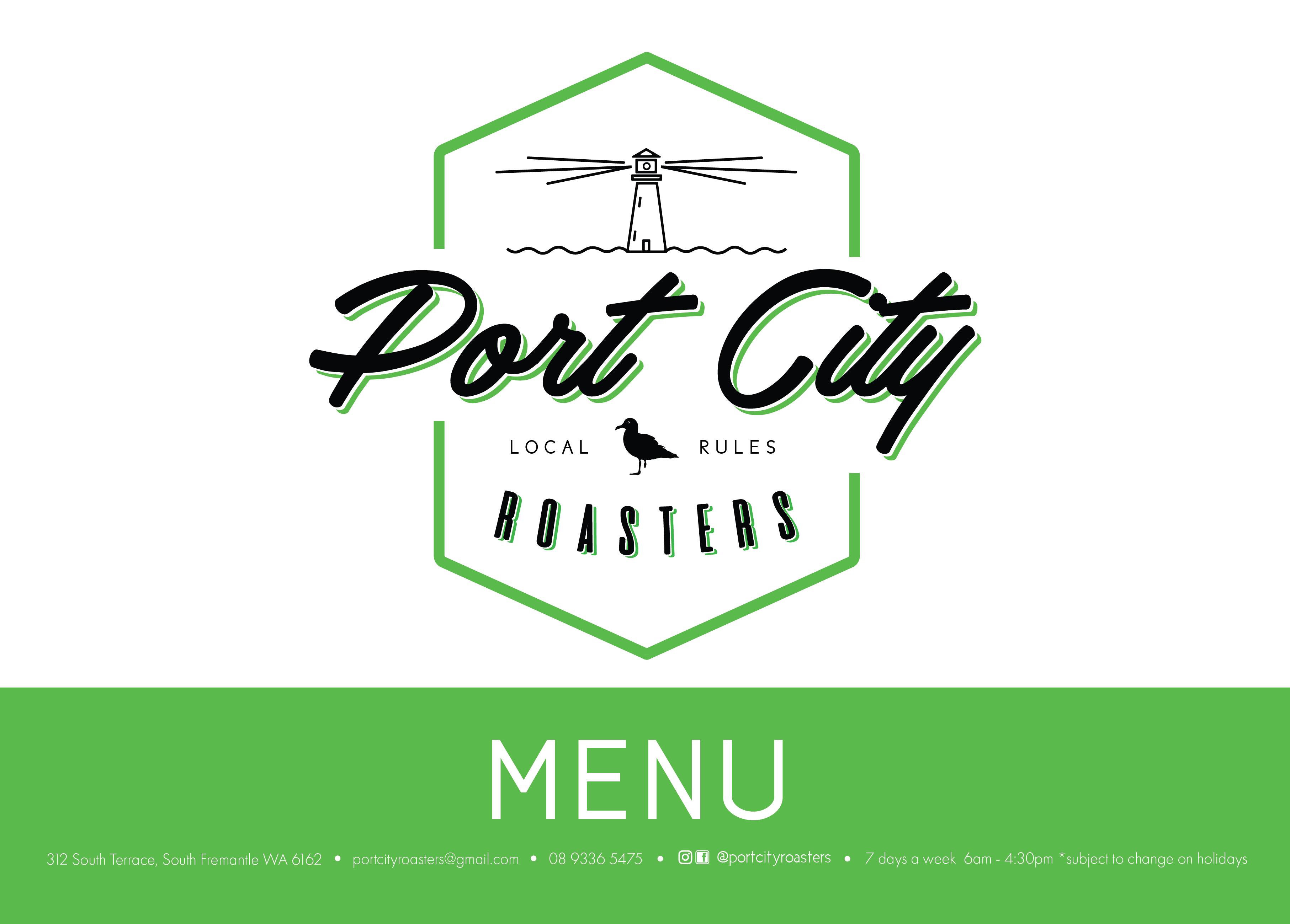 Port City Roasters Menu, Menu for Port City Roasters, South Fremantle