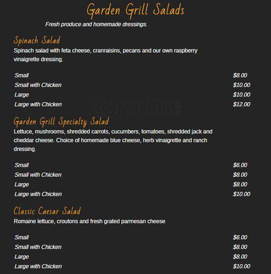 Garden Grill Menu Menu For Garden Grill Guerneville Guerneville