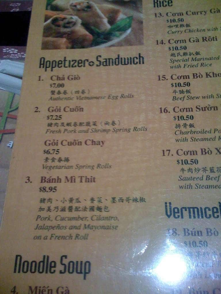 Pho Vietnamese Menu, Menu untuk Pho Vietnamese, The Strip, Las