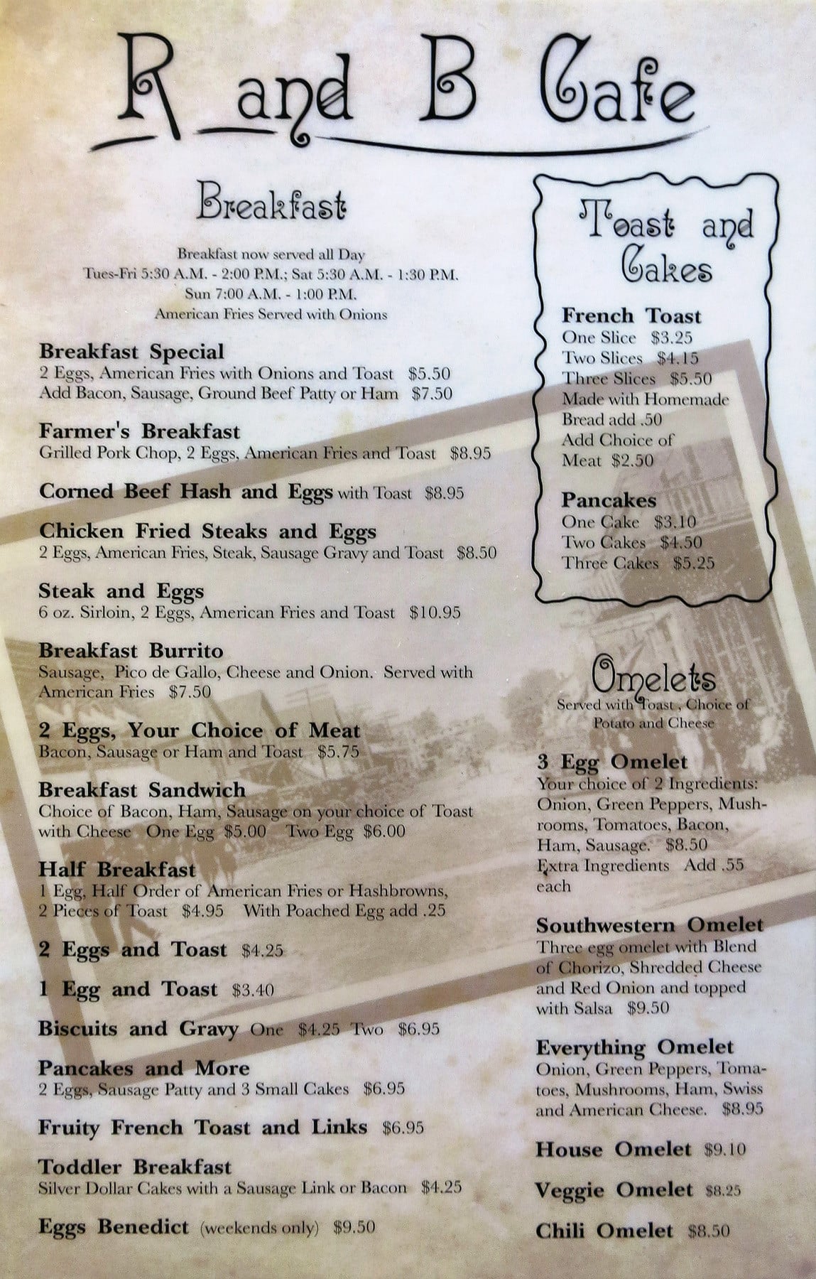 R B Cafe Menu Menu For R B Cafe Watertown Twin Cities