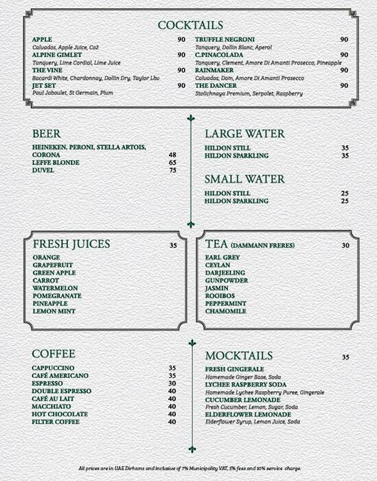 Menu at The Polo Bar, Dubai