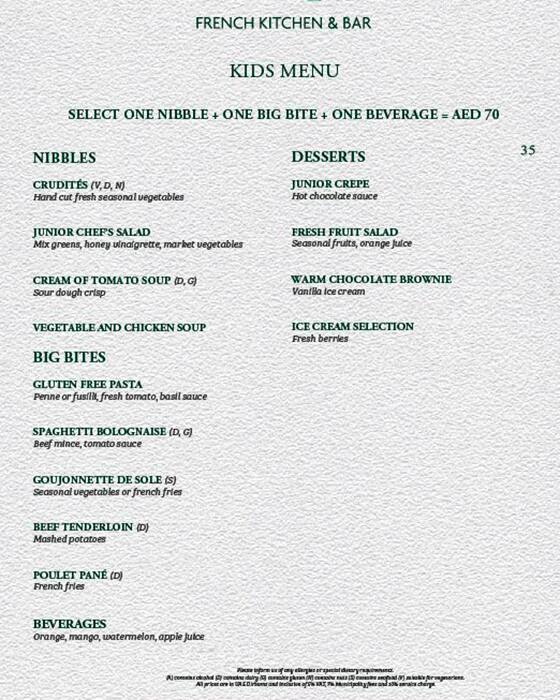 Menu at The Polo Bar, Dubai