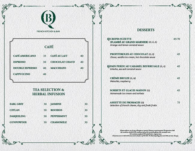 Menu at The Polo Bar, Dubai