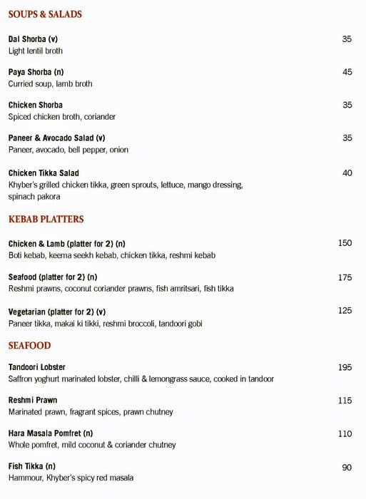 Khyber DUKES Dubai Oceana Menu Zomato