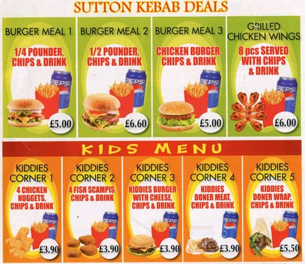Sutton Kebab sm1 1qe menu