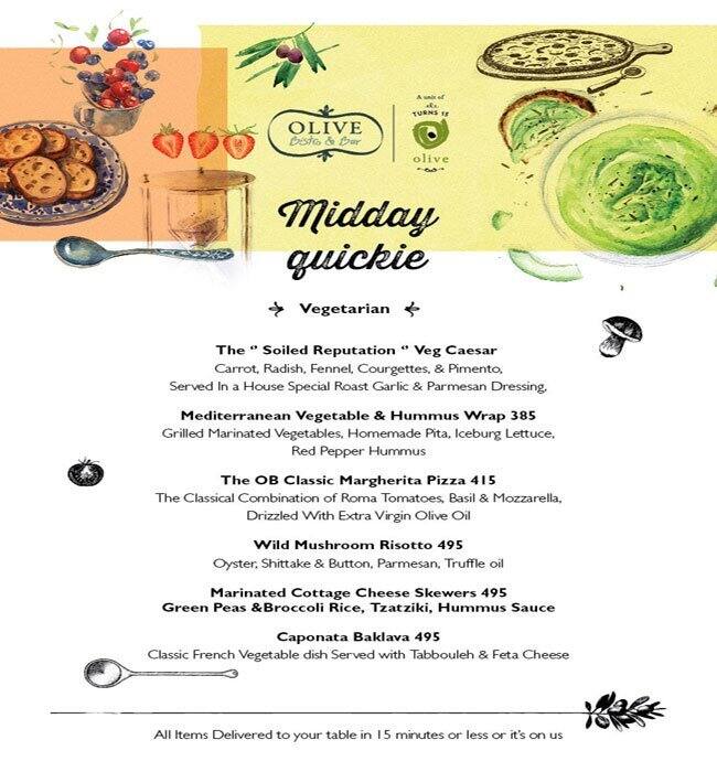 Olive Bistro Menu, Menu for Olive Bistro, Jubilee Hills, Hyderabad Zomato