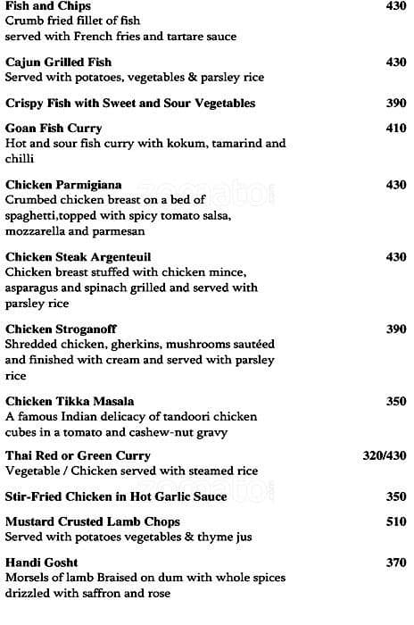 Menu at Aubergine - Parc Estique, Pune, Parc Estique