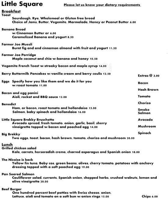 Little Square menu