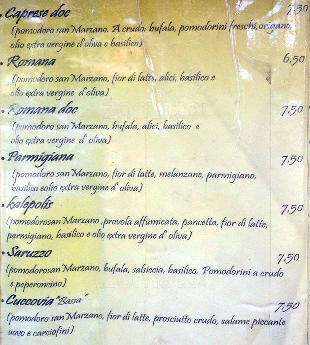 Menu di O Ciardin' E' Pulcinella 